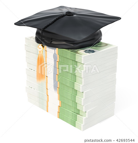 Graduation cap on the euro packs, 3D rendering-插圖素材 [42693544] - PIXTA圖庫