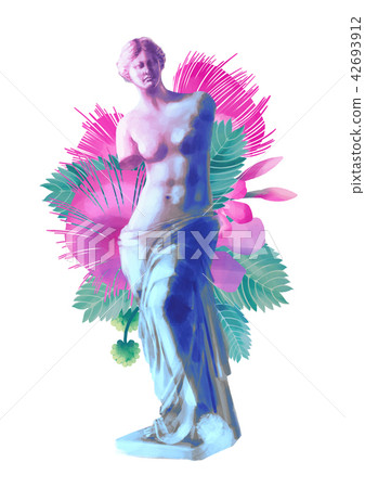 Venus de Milo statue and albizia flowers 42693912