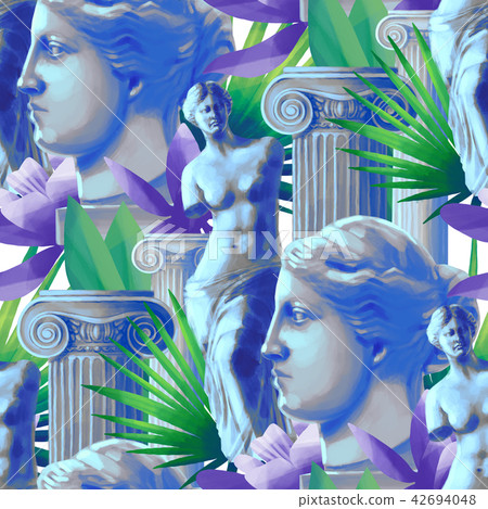 Design with Venus de Milo sculpture, column and flowers Design with Venus de Milo sculpture, column and flowers 42694048