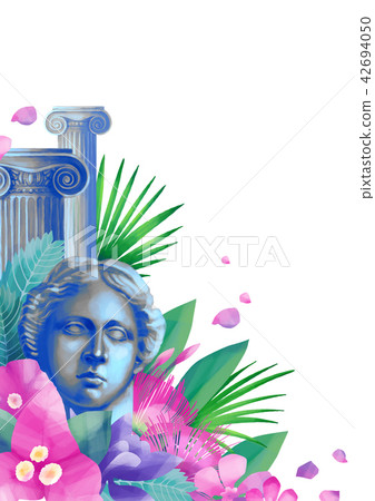 Design with Venus de Milo sculpture, column and flowers Design with Venus de Milo sculpture, column and flowers 42694050
