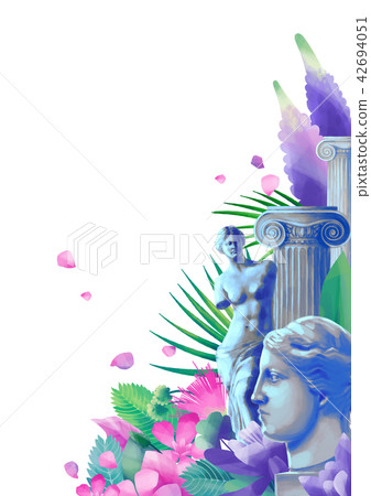 Design with Venus de Milo sculpture, column and flowers 42694051