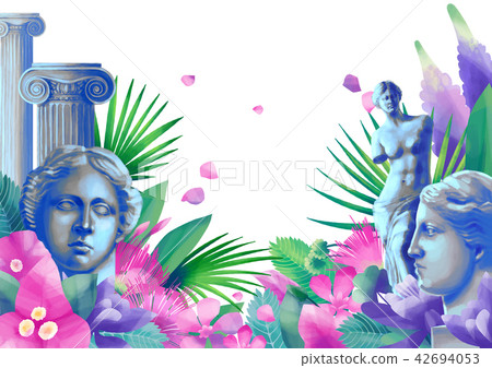 Design with Venus de Milo sculpture, column and flowers Design with Venus de Milo sculpture, column and flowers 42694053
