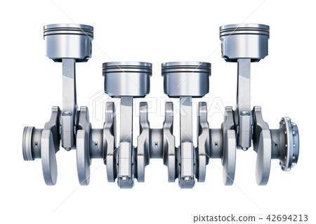 Inline-four engine, side view. 3D rendering 42694213