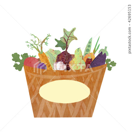 Fruits and vegetables in a basket. Autumn harvest - Stock Illustration ...