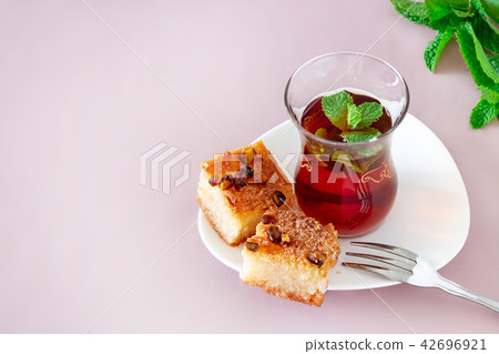 Oriental dessert Basbousa or Namoora. Oriental dessert Basbousa or Namoora. 42696921