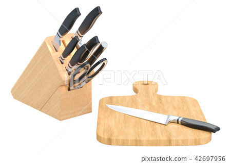 Knife set with wooden block Knife set with wooden block 42697956
