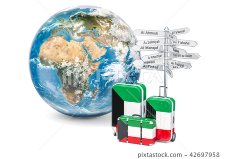 Kuwait travel concept. Suitcases with flag Kuwait travel concept. Suitcases with flag 42697958