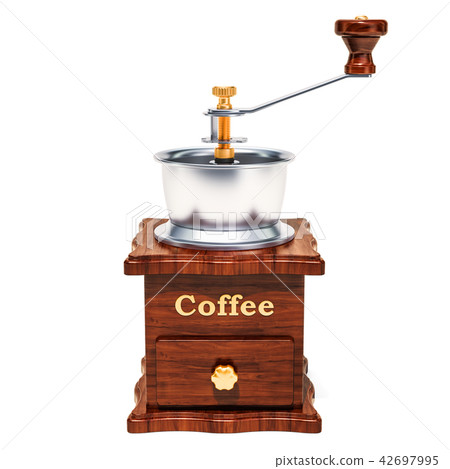 Manual coffee grinder, 3D rendering Manual coffee grinder, 3D rendering 42697995