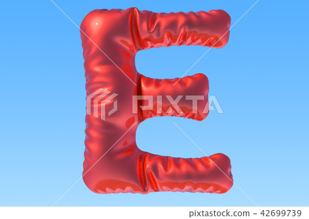 Red foil balloon letter E, 3D rendering Red foil balloon letter E, 3D rendering 42699739