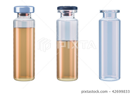 Set of vials with drug and empty, 3D rendering Set of vials with drug and empty, 3D rendering 42699833