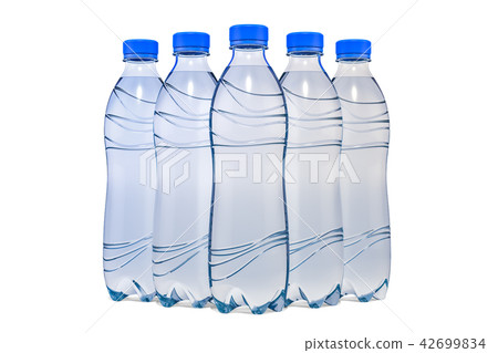 Set of water bottles, 3D rendering Set of water bottles, 3D rendering 42699834