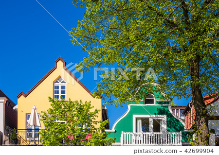 Buildings with blue sky in Warnemuende, Germany 42699904