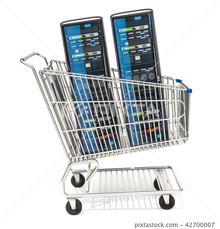 Shopping cart with computer server racks Shopping cart with computer server racks 42700007
