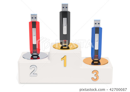 USB flash ratings concept. Winners podium USB flash ratings concept. Winners podium 42700087