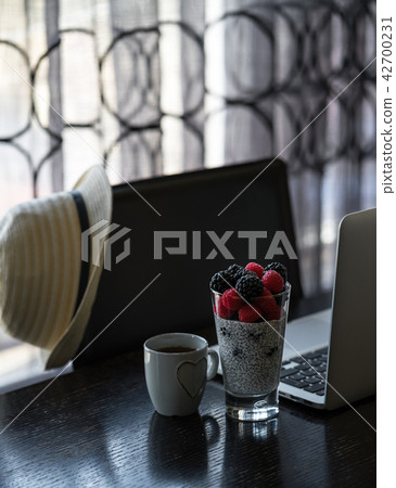 vegan dessert, chia seed pudding, interior design 42700231