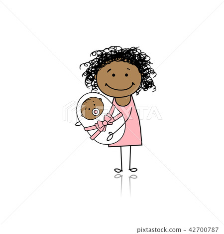 Happy mother smiling with newborn baby Happy mother smiling with newborn baby 42700787