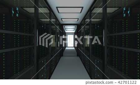 Modern server room interior in datacenter, web... - Stock Illustration ...