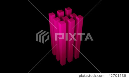 Nine long cuboids on black background, 3d render, computer generating 42701286