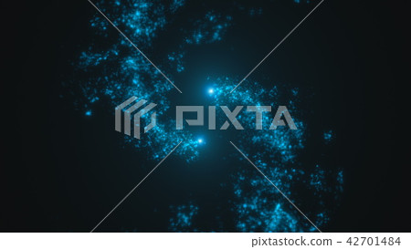 Abstract opening intro with flying particles in space, computer generated abstract background, 3D Abstract opening intro with flying particles in space, computer generated abstract background, 3D 42701484