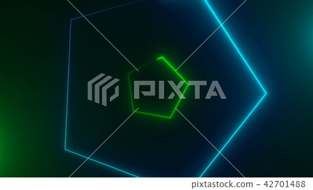 Many neon triangles in space, abstract computer generated backdrop, 3D render Many neon triangles in space, abstract computer generated backdrop, 3D render 42701488