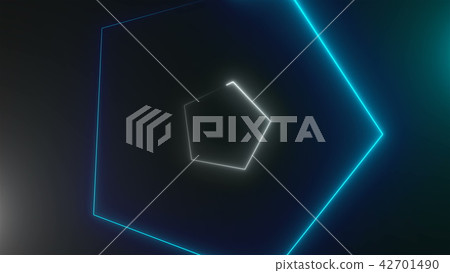 Many neon triangles in space, abstract computer generated backdrop, 3D render Many neon triangles in space, abstract computer generated backdrop, 3D render 42701490