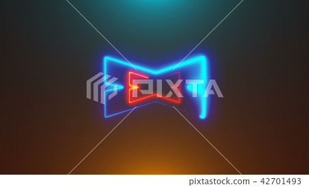 Many neon X shapes in space, abstract computer generated backdrop, 3D rendering 42701493
