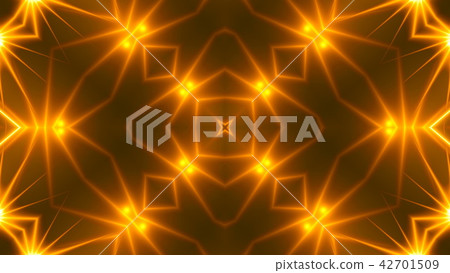 Beautiful abstract kaleidoscope - fractal golden light, 3d render backdrop, computer generating 42701509