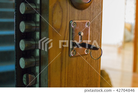 The key is in the door of the house. 42704846