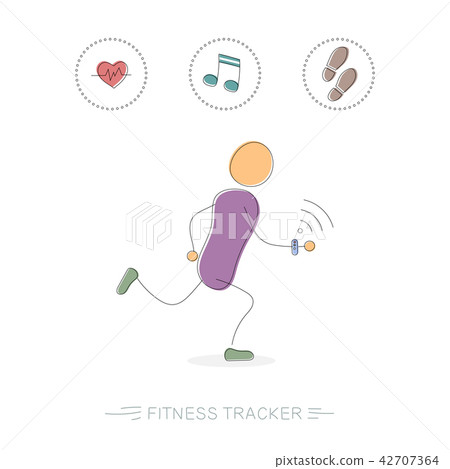 Man running with a fitness tracker 42707364