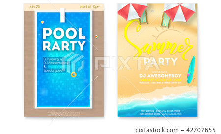 Set of posters for summer parties. Invitation for Set of posters for summer parties. Invitation for 42707655