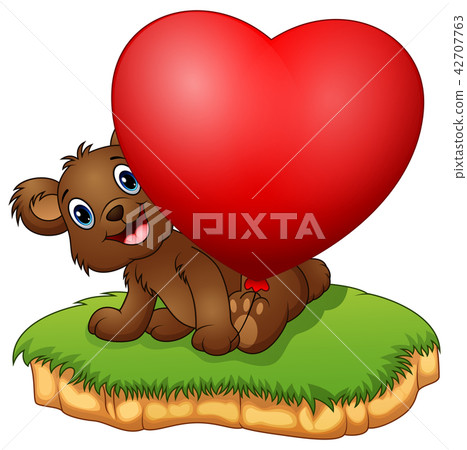 Teddy bear sitting with holding the balloons 42707763