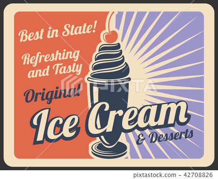 Ice cream retro banner with sweet cold dessert Ice cream retro banner with sweet cold dessert 42708826
