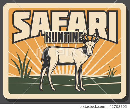 Safari hunting retro banner with african animal 42708893