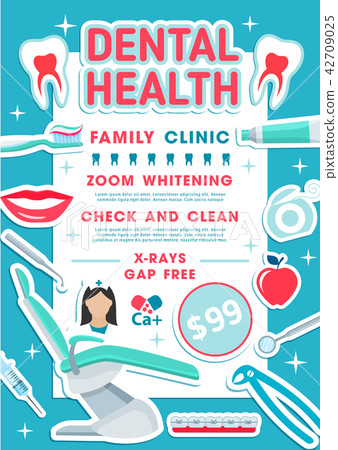 Dental Health Clinic Banner Dentistry Design Stock Illustration