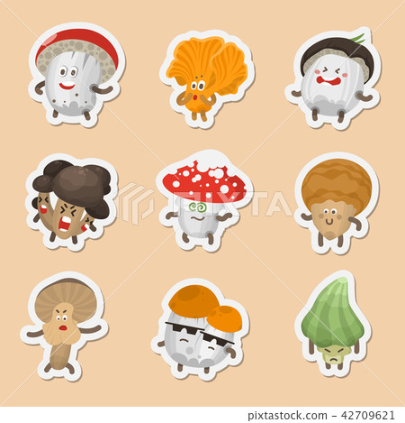Vector emoticons mushrooms Vector emoticons mushrooms 42709621