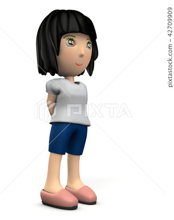 一個坐立不安的年輕女孩 42709909