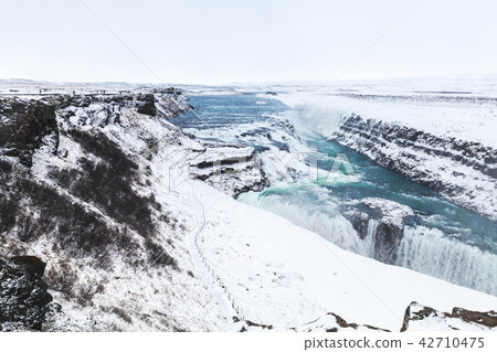 Gullfoss, winter landscape, Golden Waterfall 42710475