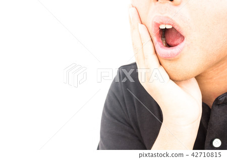 Man is having toothache isolated on white Man is having toothache isolated on white 42710815