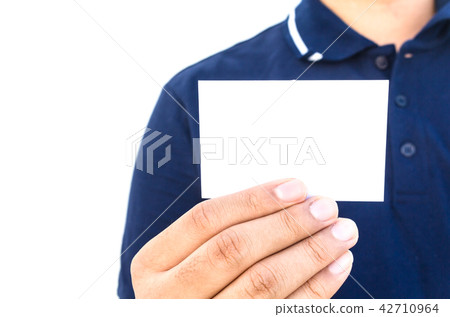 Man hand holding a blank business card Man hand holding a blank business card 42710964