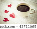 Heart and coffee on a wooden background 42711065