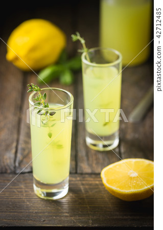 Italian lemon liqueur limoncello 42712485