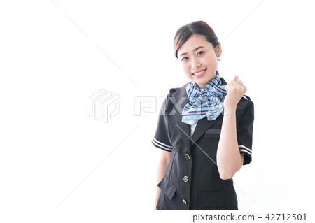 Cabin attendant to do guts pose 42712501
