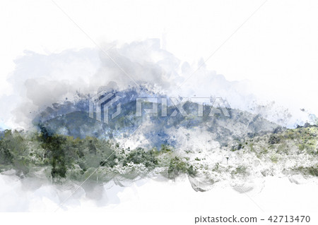 Colorful Mountain hill watercolor painting. Colorful Mountain hill watercolor painting. 42713470