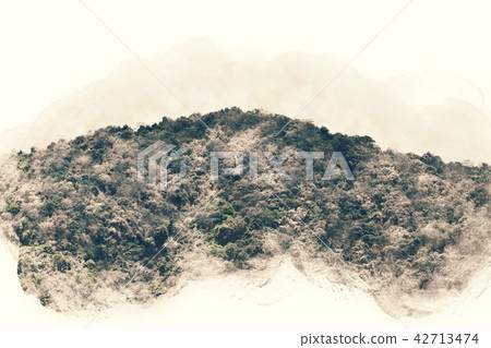 Colorful Mountain hill watercolor painting. Colorful Mountain hill watercolor painting. 42713474