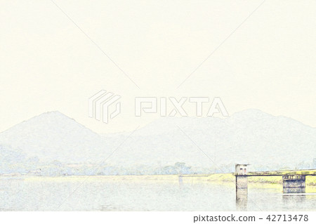 Colorful Mountain hill watercolor painting. Colorful Mountain hill watercolor painting. 42713478