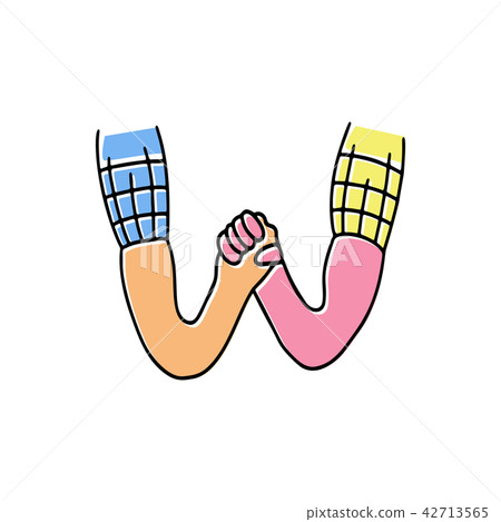 crazy hands alphabet, hand drawn letter W crazy hands alphabet, hand drawn letter W 42713565