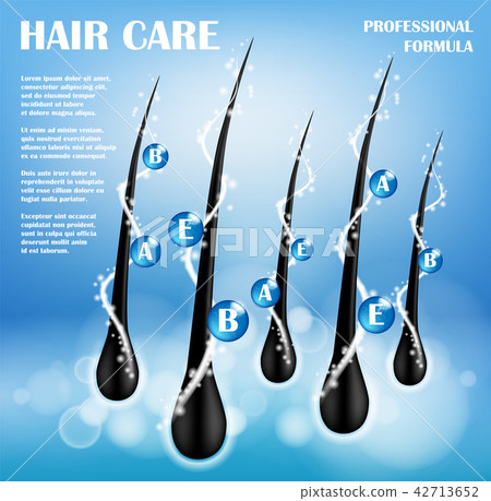 Cosmetic ads template. Hair Nourishing protect shampoo design. Hair care Shampoo for health. Shampoo 42713652