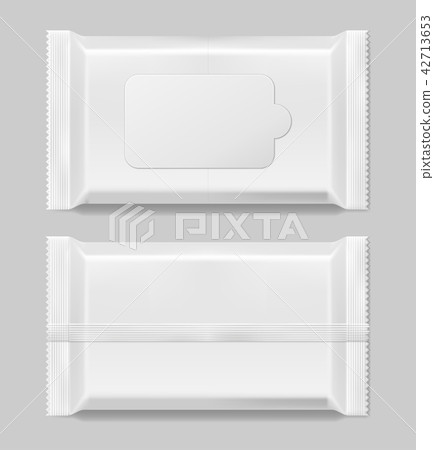 Wet wipes napkins template front and vack view isolated. White wet wipes blank package. Vector Wet wipes napkins template front and vack view isolated. White wet wipes blank package. Vector 42713653