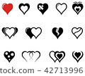 set of hearts icons with red heart 42713996