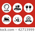 food icons for restaurant on red background 42713999